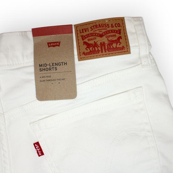 New 30/10 Levi's MidLength White Denim Short 4"Inseam Stretch - Picture 5 of 11
